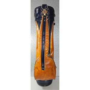 Burton Mfg Co Jasper Alabama Vintage Golf Bag Navy Saddle Tan Leather Headcover
